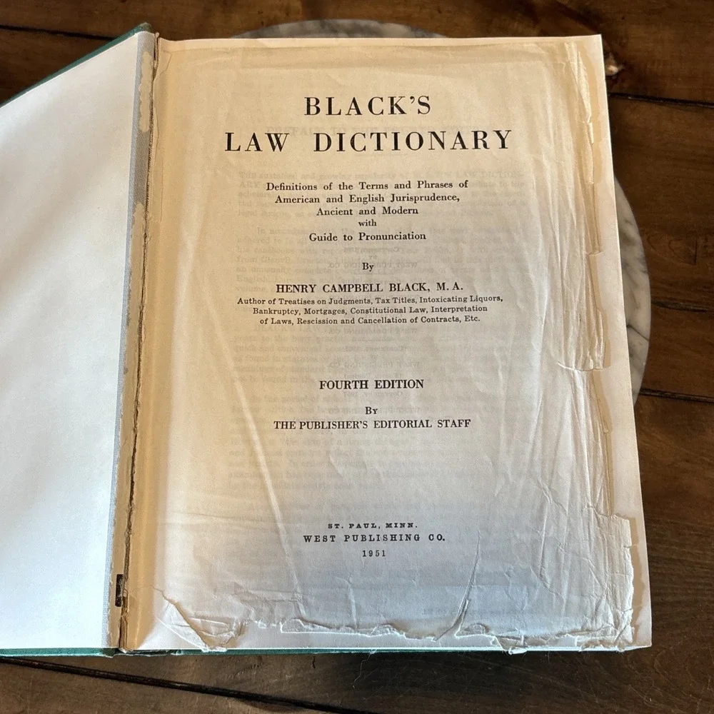 VTG 1951 Black's Law Dictionary 4th Edition Green Hardcover West Publishing